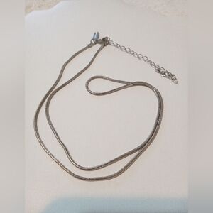 Necklace By Lane Bryant Silver Tone Coil Snake Cylindrical Chain Adjustable VTG‎